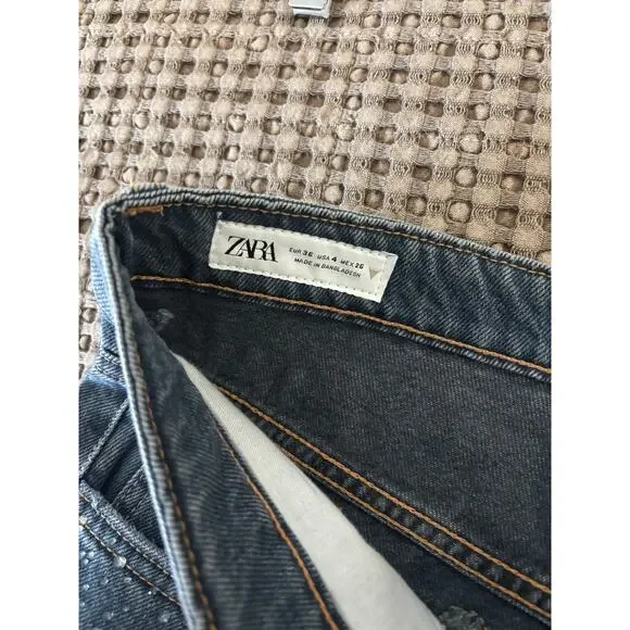 Zara Rhinestone Covered Relaxed Fit Baggy Jeans - Picture 5 of 10